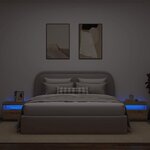 VidaXL Table de chevet avec lumières LED chêne artisanal 60x35x40 cm