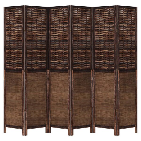 vidaXL Cloison de séparation 6 panneaux marron foncé paulownia massif