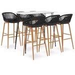 vidaXL Ensemble de bar 7 Pièces Blanc et noir