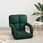 vidaXL Fauteuil de sol ajustable Vert foncé Velours