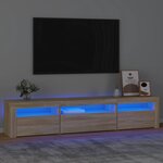 vidaXL Meuble TV avec lumières LED Chêne sonoma 195x35x40 cm