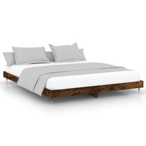 vidaXL Cadre de lit sans matelas chêne fumé 200x200 cm bois ingénierie
