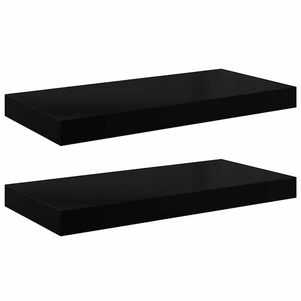 vidaXL Étagère murale flottante 2 Pièces Noir brillant 50x23x3 8 cm MDF