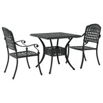 Set de Bistro de Jardin 3 Pièces vidaXL en Aluminium Noir