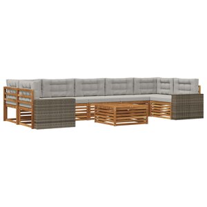 vidaXL Ensemble de canapés d'extérieur 8 pc Naturel et gris clair