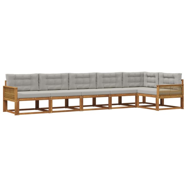 vidaXL Ensemble de canapés d'extérieur 6 pc Naturel et Gris clair