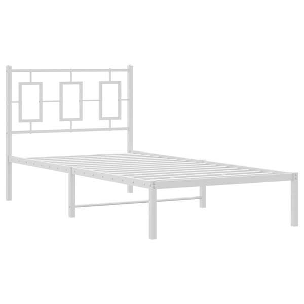vidaXL Cadre de lit métal avec tête de lit blanc 90x190 cm