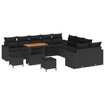 vidaXL Ensemble de canapé de jardin 13 Pièces Noir polyrotin
