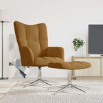 vidaXL Chaise de relaxation avec tabouret Marron Velours