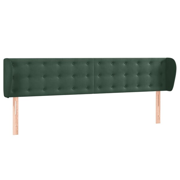 vidaXL Tête de lit avec oreilles Vert foncé 163x23x78/88 cm Velours