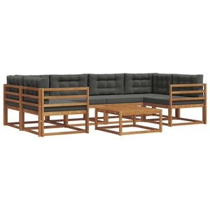 vidaXL Ensemble de canapés d'extérieur 7 Pièces Naturel et Anthracite