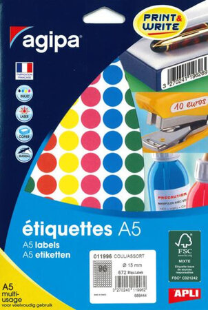 672 Étiquettes Couleurs Assorties mm15