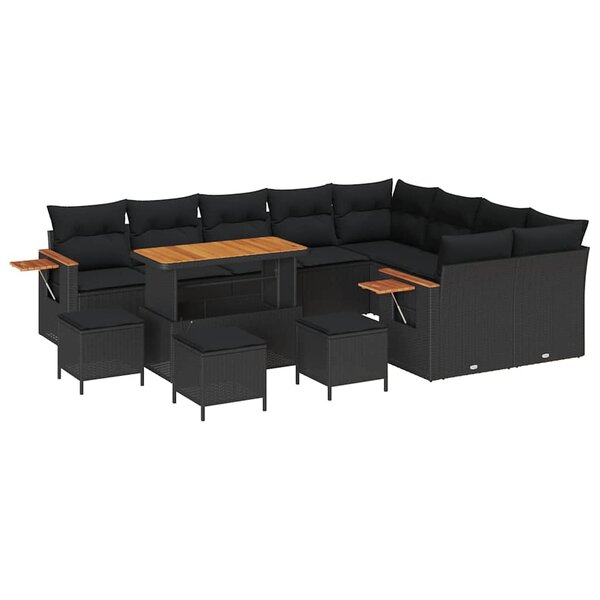 vidaXL Ensemble de canapé de jardin 13 Pièces Noir 110 x 55 x 71 cm