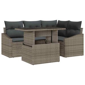 vidaXL Ensemble de canapé de jardin 5 Pièces Gris 100 x 55 x 73 cm