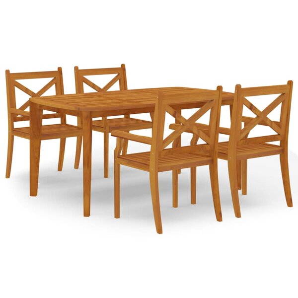 vidaXL Ensemble à manger de jardin 5 Pièces Bois d'acacia solide
