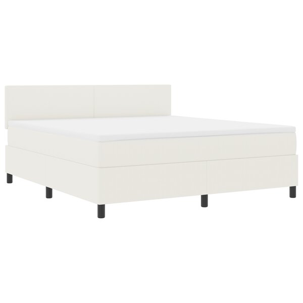 vidaXL Lit avec Sommier et Matelas & LED crème Super King Tissu en Velours Côtelé