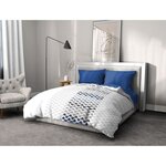 Parure de couette microfibre - housse de couette 240 x 260 + 2 taies d'oreiller 63 x 63 - Bleu