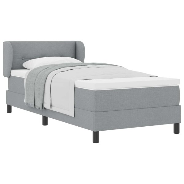 vidaXL Lit à ressorts avec matelas Gris clair 100 x 200 cm tissu