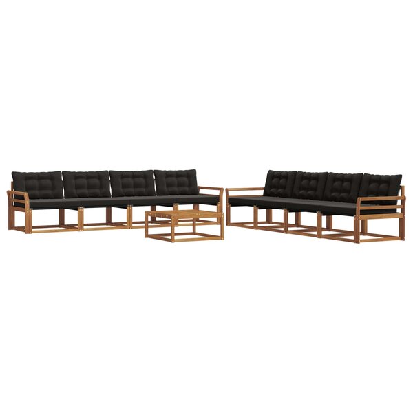 vidaXL Ensemble de canapés d'extérieur 9 Pièces Naturel et Noir