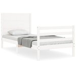 vidaXL Cadre de lit et tête de lit blanc 100x200 cm bois massif