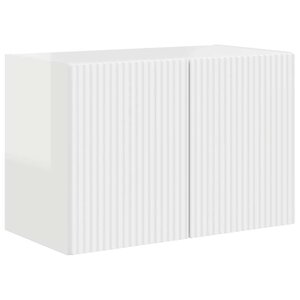 vidaXL Meuble TV mural Montage mural Blanc brillant 59 5 x 31 x 40 cm