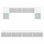 vidaXL Unités murales TV avec LED 6 Pièces blanc bois d'ingénierie