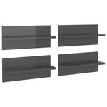 vidaXL Étagères murales 4 Pièces Gris brillant 40x11 5x18 cm