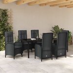 vidaXL Ensemble de salle à manger pour jardin 7 Pièces Noir Poly rotin