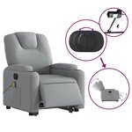 vidaXL Fauteuil inclinable de massage électrique Gris clair Tissu
