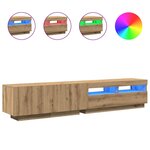 vidaXL Meuble TV avec lumières LED chêne artisanal bois d'ingénierie