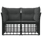 vidaXL Loveseat d'extérieur 2 Pièces Noir et Gris foncé polyrotin