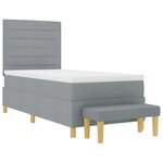 vidaXL Lit avec sommier et banc gris clair 100x200 cm tissu