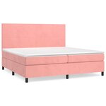 vidaXL Sommier à lattes de lit avec matelas Rose 200x200 cm Velours