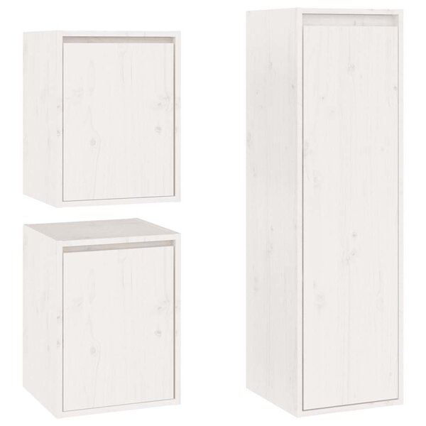 vidaXL Meubles TV 3 Pièces Blanc Bois massif de pin