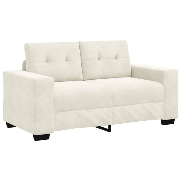 vidaXL Canapé deux places avec coussin Crème Velours