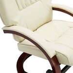 vidaXL Fauteuil inclinable avec repose-pied Blanc cassé Similicuir