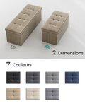 Banc de rangement pliable pouf coffre bout de lit banquette 110 x 38 x 38 cm tissu façon lin charge 300 kg pour entrée chambre salon taupe 12_0004152