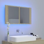 vidaXL Armoire à miroir à LED de bain Chêne sonoma 80x12x45 Acrylique