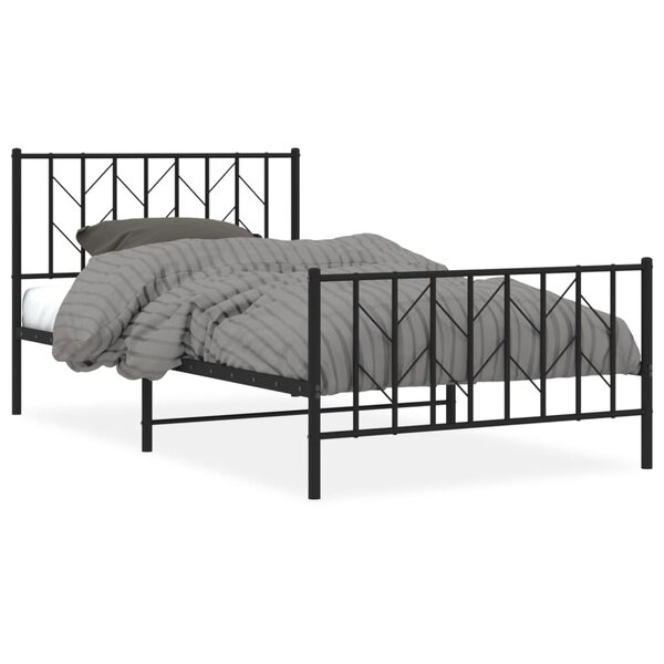 vidaXL Cadre de lit métal sans matelas avec pied de lit noir 107x203cm