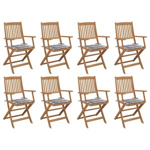 vidaXL Chaises pliables d'extérieur et coussins lot de 8 Bois d'acacia