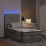 vidaXL Lit de rangement LED avec matelas Gris clair 90 x 200 cm Tissu