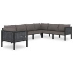 vidaXL Salon de jardin 7 Pièces avec coussins Résine tressée Anthracite