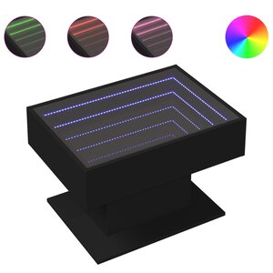 vidaXL Table basse avec LED noir 70x50x45 cm bois d'ingénierie