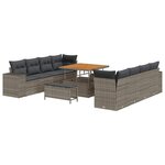 vidaXL Ensemble de canapé de jardin 11 Pièces Gris polyrotin