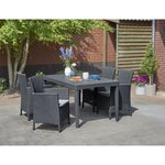 Table de jardin plateau latte - Dimensions : 160x90x74 cm - structure imitation rotin tressée - ALLIBERT BY KETER - 6 personnes - GI