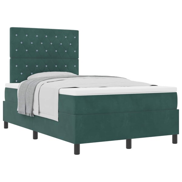 vidaXL Lit à ressorts avec matelas Vert foncé 120 x 200 cm Velours
