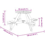 vidaXL Table de pique-nique pour 4 enfants avec trou de parasol rond