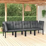 vidaXL Salon de jardin 4 Pièces noir et gris résine tressée