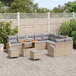 vidaXL Ensemble de canapé de jardin 12 Pièces Beige Poly rotin