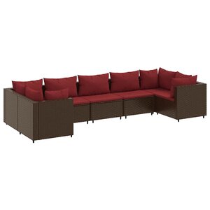 vidaXL Salon de jardin avec coussins 7 Pièces marron résine tressée